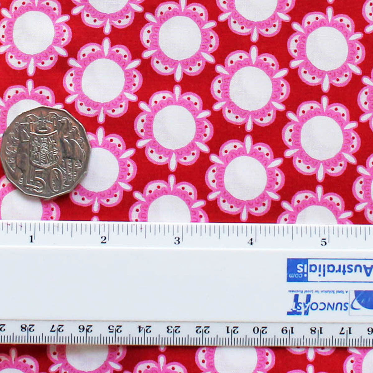 EB/FC CIRCLE FLOWERS Red/Pink/White - Flower Child Collection by Rosalie Quinlan