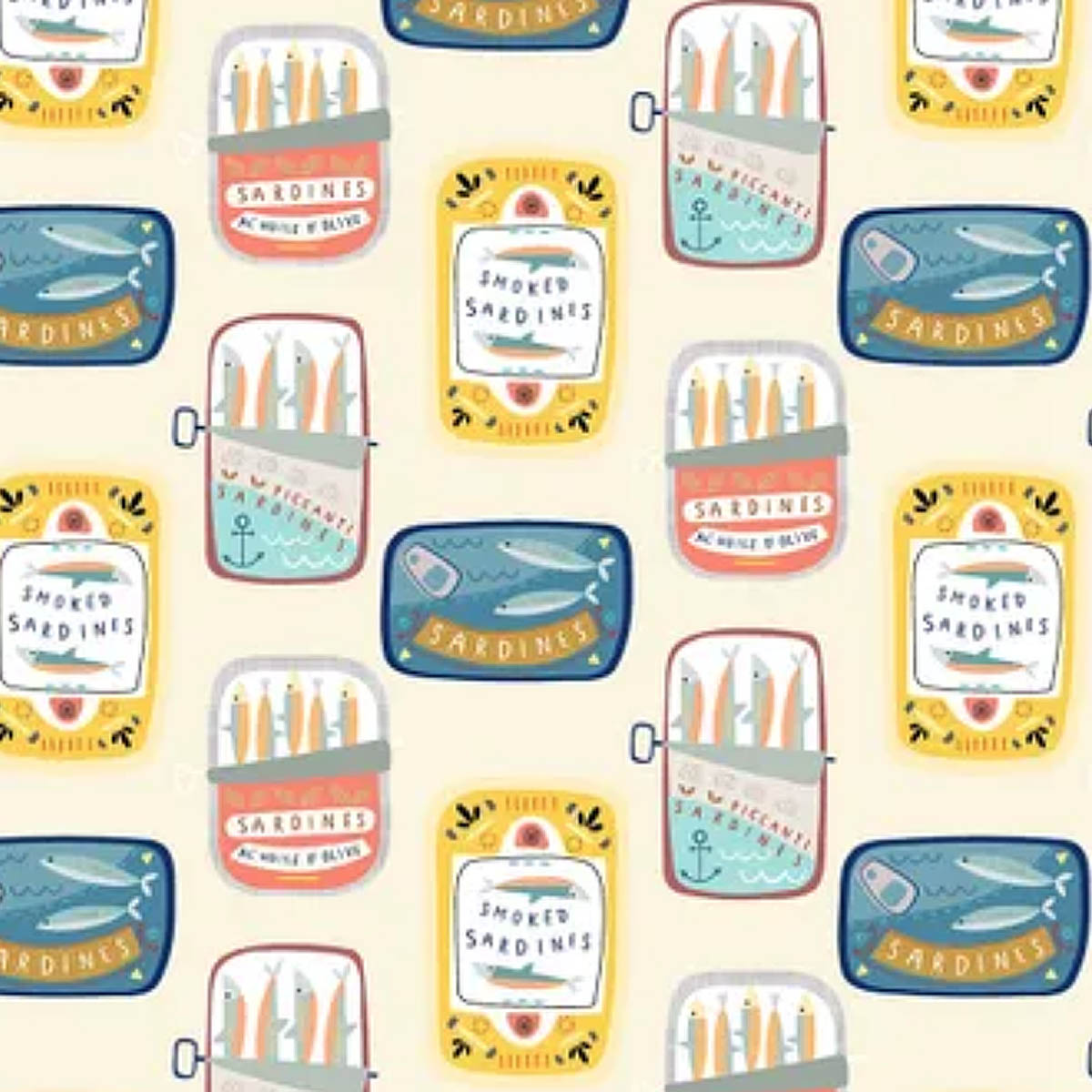 D/COAST -  SARDINE TINS -  by Devonstone (Australia)- 100% Cotton