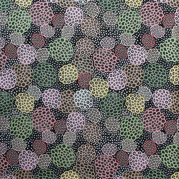 DANCING FLOWERS BLACK by Australian Aboriginal Artist JUNE SMITH
