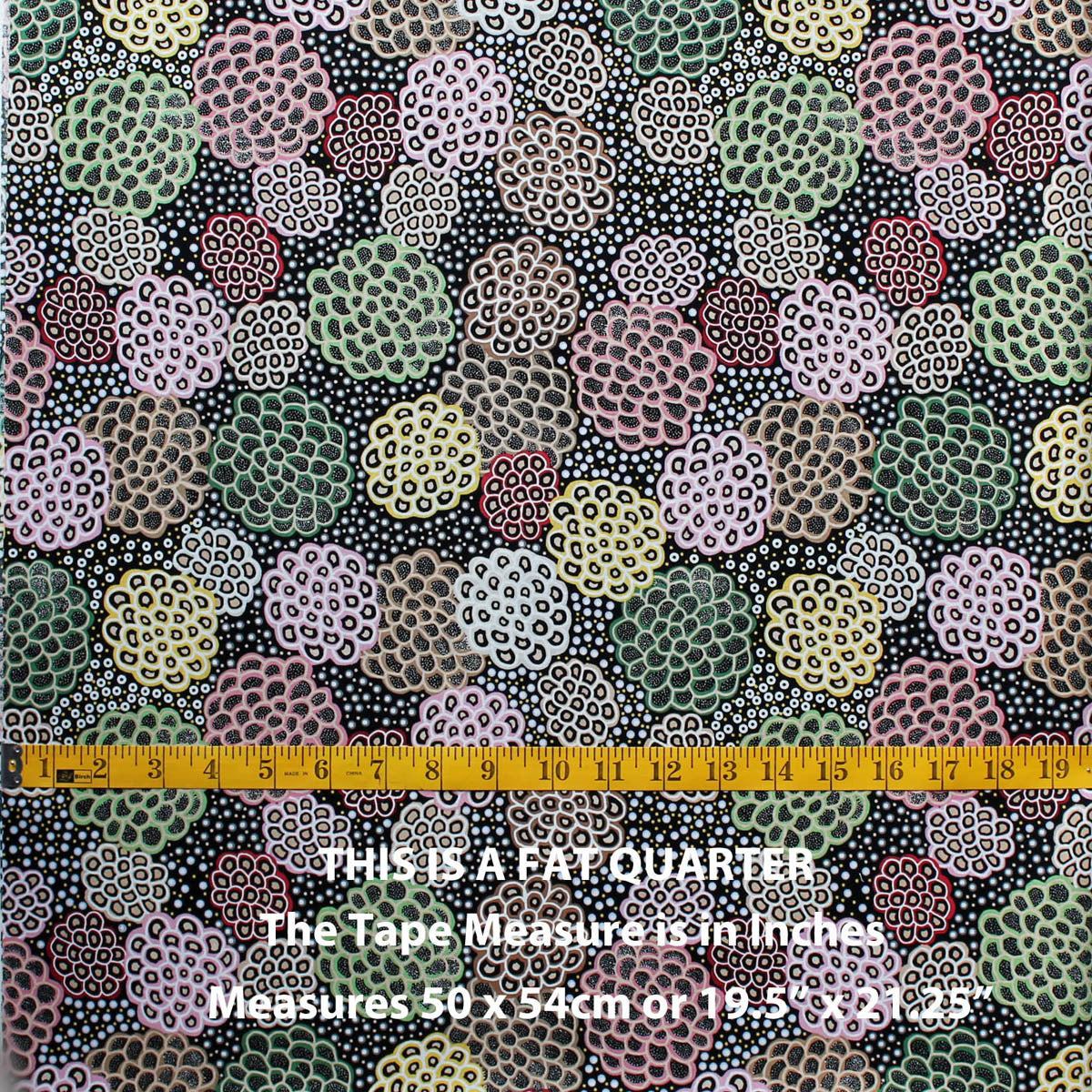 DANCING FLOWERS BLACK by Australian Aboriginal Artist JUNE SMITH