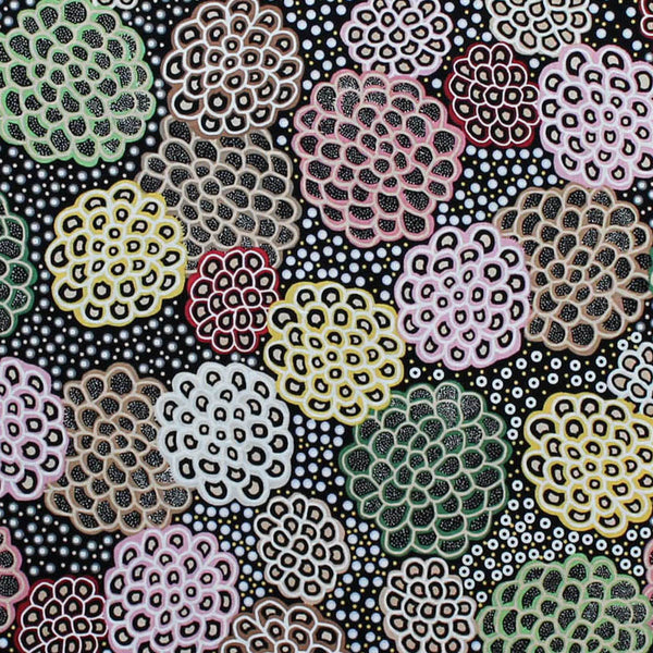 DANCING FLOWERS BLACK by Australian Aboriginal Artist JUNE SMITH