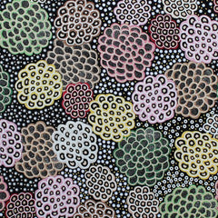 DANCING FLOWERS BLACK by Australian Aboriginal Artist JUNE SMITH