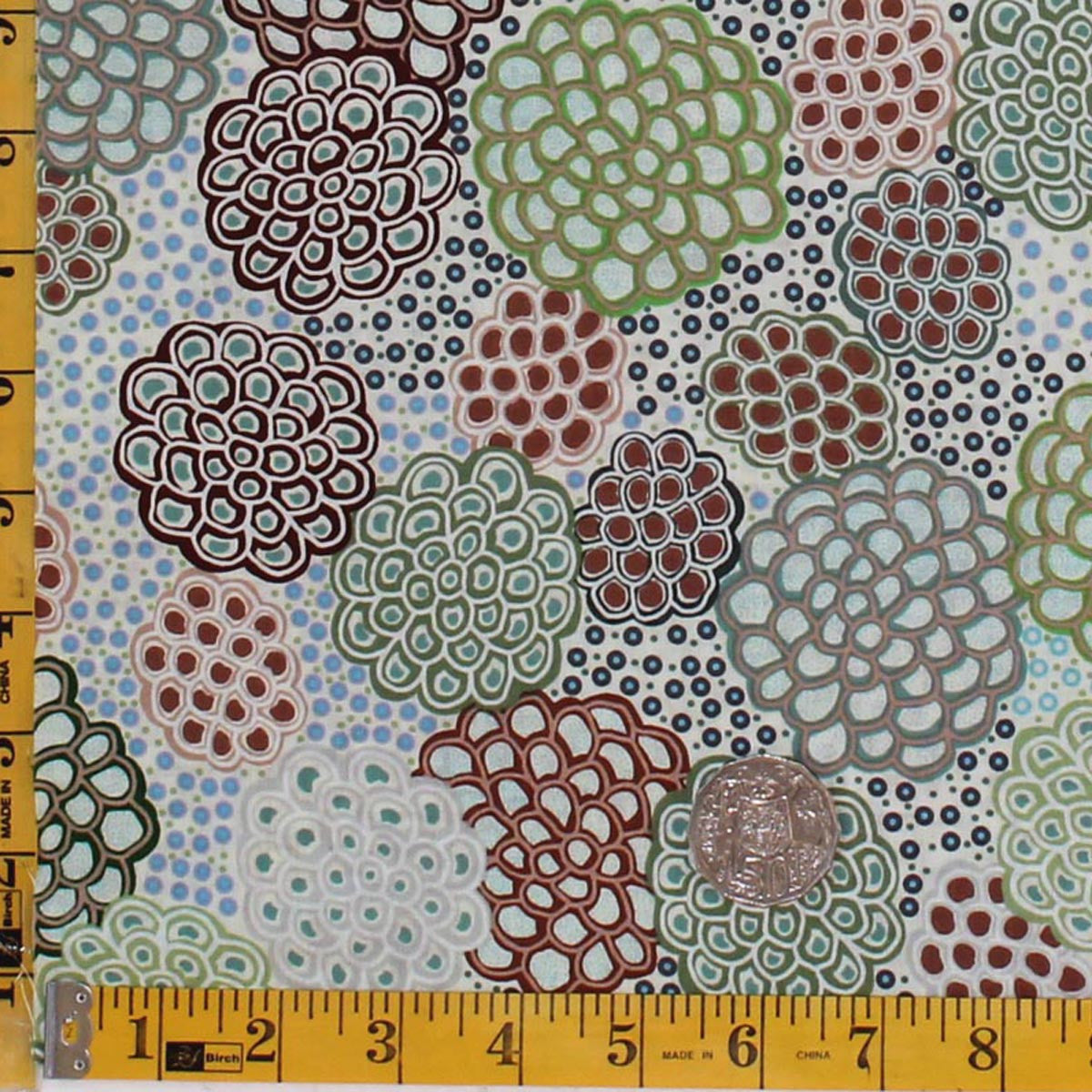 DANCING FLOWERS GREEN by Australian Aboriginal Artist JUNE SMITH