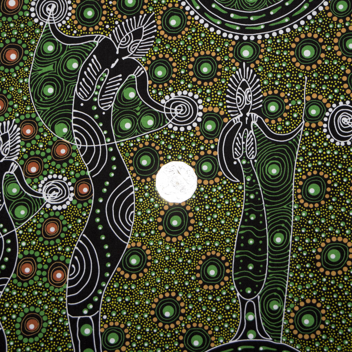 DANCING SPIRIT GREEN by Australian Aboriginal Artist COLLEEN WALLACE