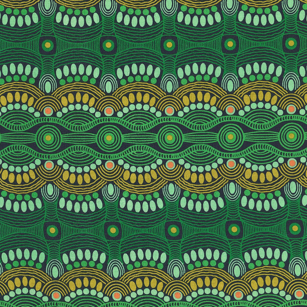 DESERT FLORA GREEN by Aboriginal Artist Roseanne Ellis