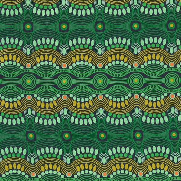DESERT FLORA GREEN by Aboriginal Artist Roseanne Ellis