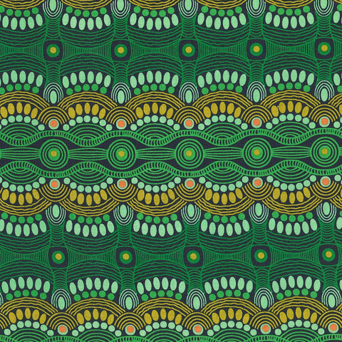 DESERT FLORA GREEN by Aboriginal Artist Roseanne Ellis