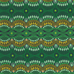 DESERT FLORA GREEN by Aboriginal Artist Roseanne Ellis