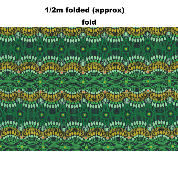 DESERT FLORA GREEN by Aboriginal Artist Roseanne Ellis