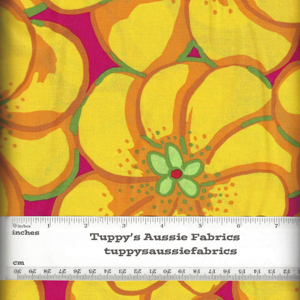KF/ ELEPHANT FLOWERS YELLOW- Kaffe Fassett