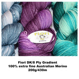 FIORI Gradient 8ply/DK 100% Australian Extra Fine Merino 200g/430m CHOOSE COLOUR