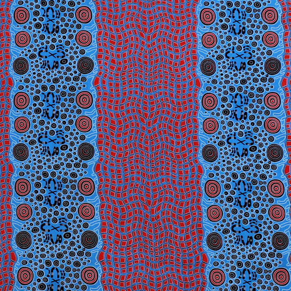 FIRE DREAMING BLUE by Australian Aboriginal Artist JANET LONG NAKAMARRA
