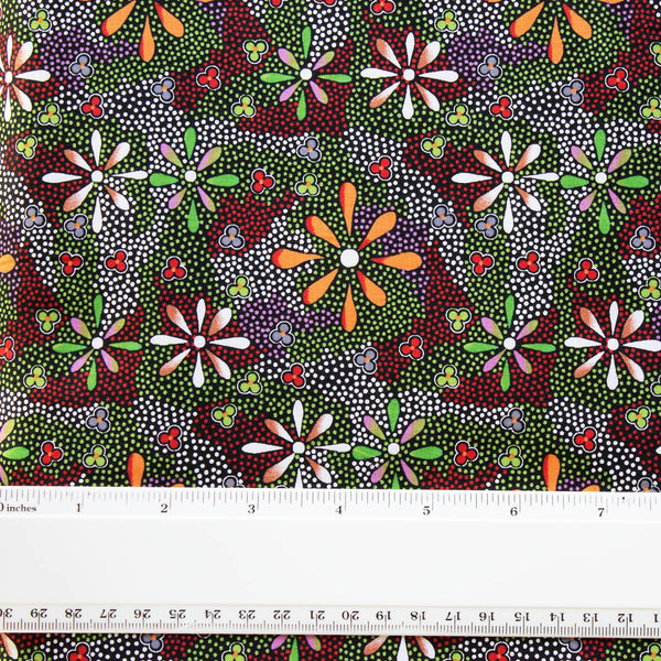 FLOWERS IN THE DESERT BLACK by Australian Aboriginal Artist Lauren Doolan