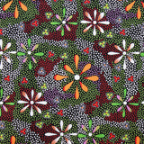 FLOWERS IN THE DESERT BLACK by Australian Aboriginal Artist Lauren Doolan