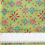 FLOWERS IN THE DESERT GREEN by Australian Aboriginal Artist Lauren Doolan