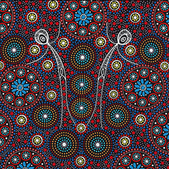 GATHERING BUSH TUCKER RED by Aboriginal Artist GLORIA DOOLAN