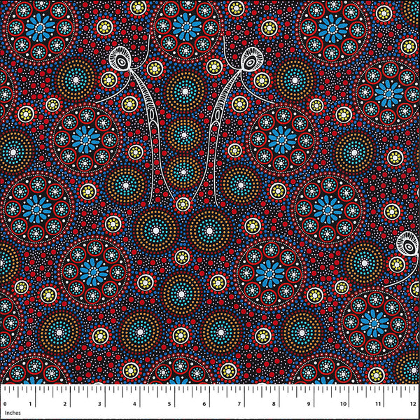 GATHERING BUSH TUCKER RED by Aboriginal Artist GLORIA DOOLAN