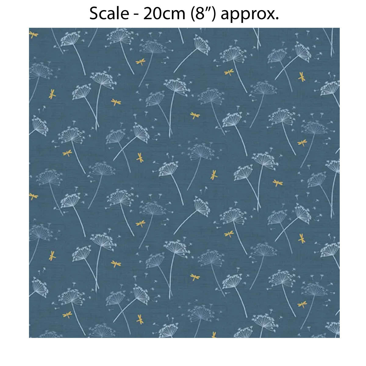 HEDGEROW COWSLIPS BLUE - 100% Cotton - by Makower UK