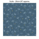 HEDGEROW COWSLIPS BLUE - 100% Cotton - by Makower UK