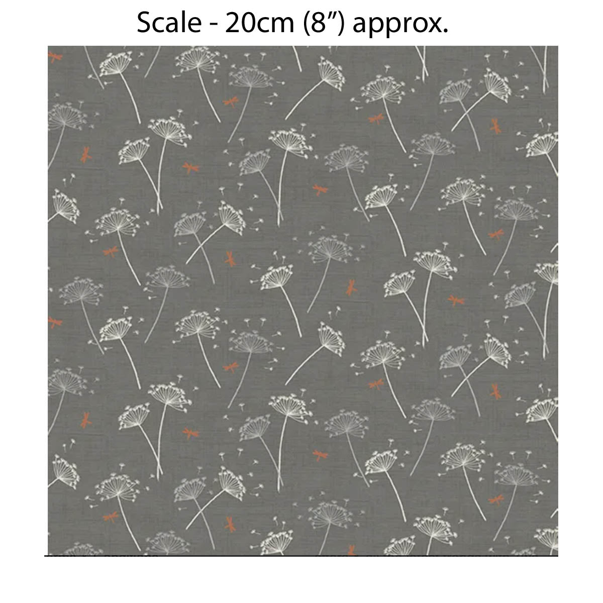 HEDGEROW COWSLIPS GREY - 100% Cotton - by Makower UK