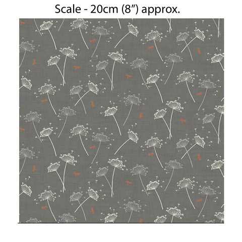 HEDGEROW COWSLIPS GREY - 100% Cotton - by Makower UK