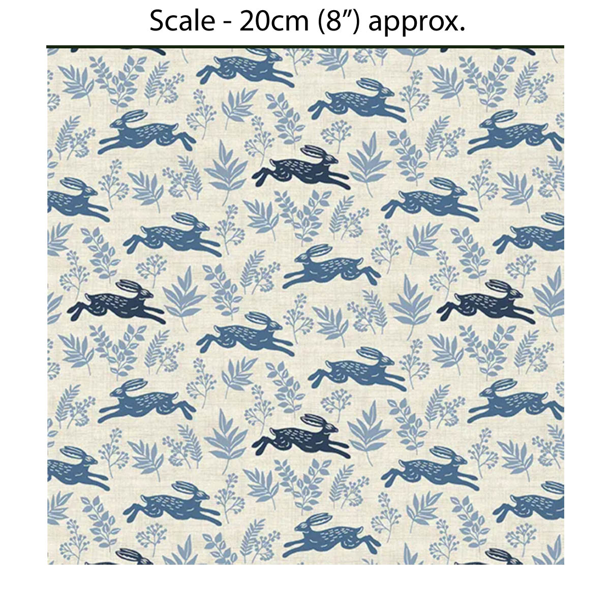 HEDGEROW HARES BLUE - 100% Cotton - by Makower UK