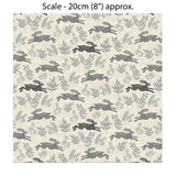 HEDGEROW HARES GREY - 100% Cotton - by Makower UK