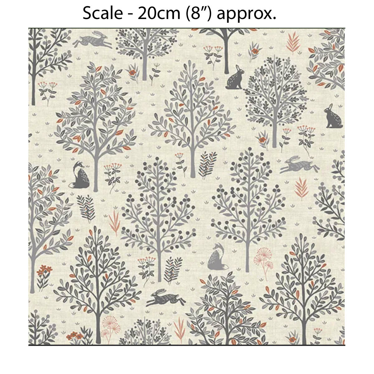 HEDGEROW TREES GREY - 100% Cotton - by Makower UK