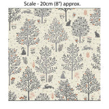 HEDGEROW TREES GREY - 100% Cotton - by Makower UK