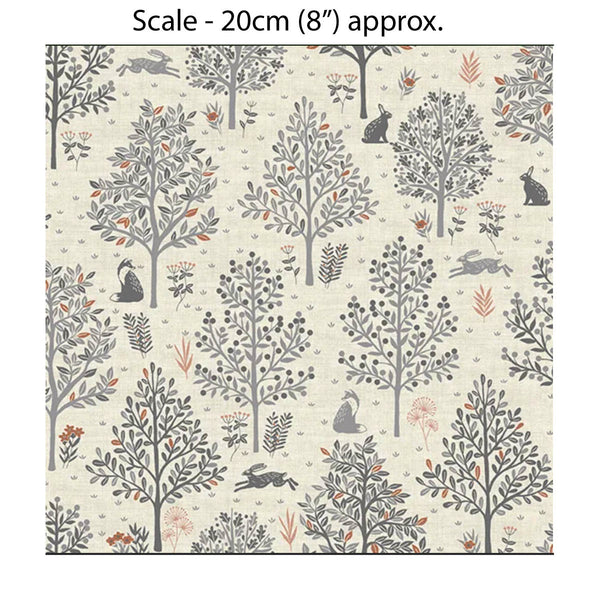 HEDGEROW TREES GREY - 100% Cotton - by Makower UK