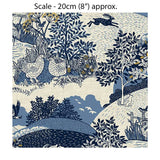 HEDGEROW SCENIC BLUE - 100% Cotton - by Makower UK