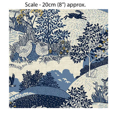 HEDGEROW SCENIC BLUE - 100% Cotton - by Makower UK
