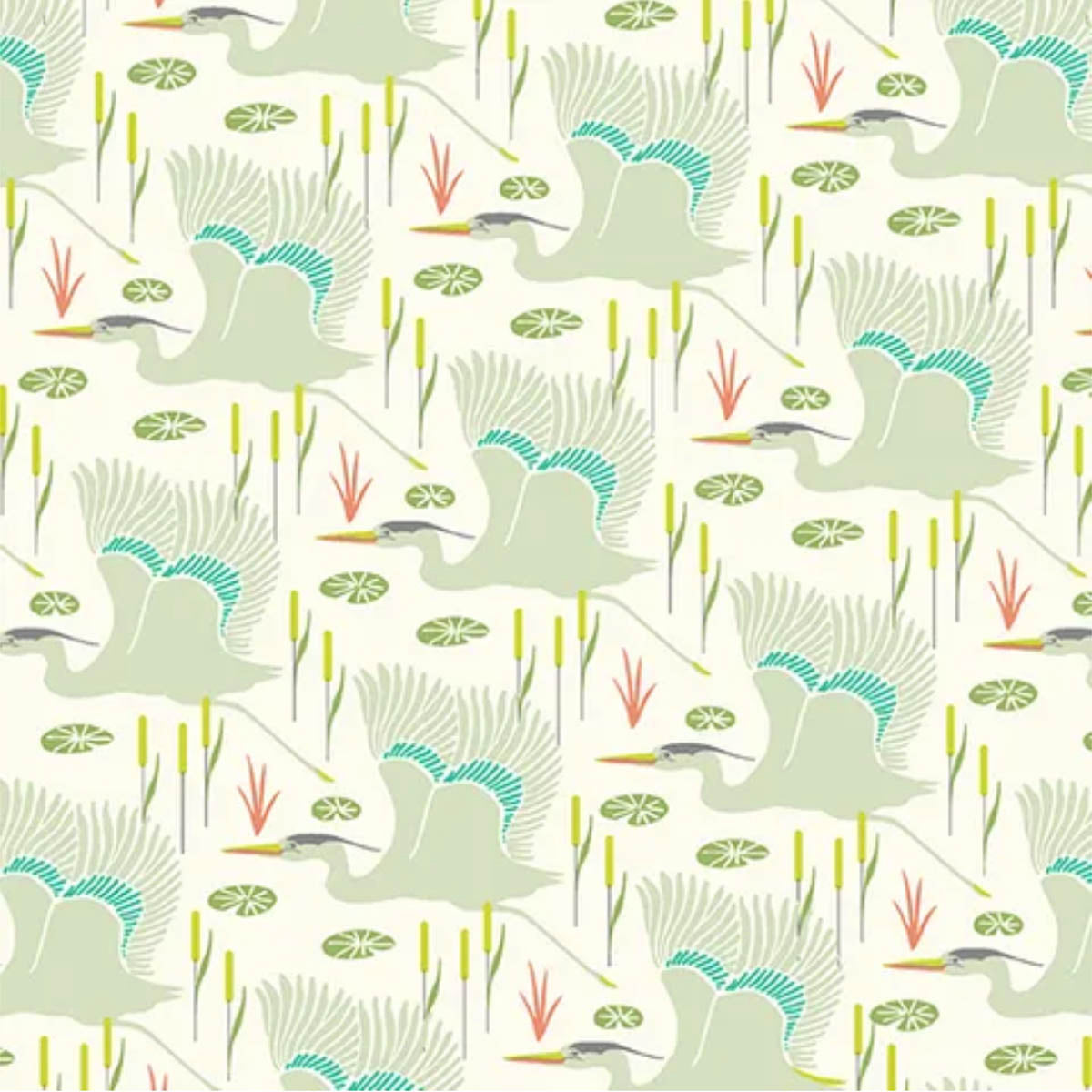 A/ Flora & Fauna HERONS LIGHT GREEN/GREY