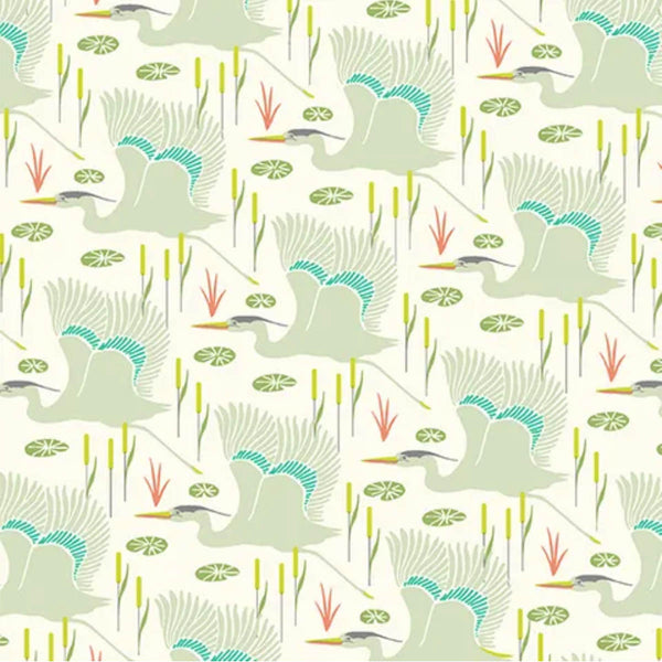 A/ Flora & Fauna HERONS LIGHT GREEN/GREY