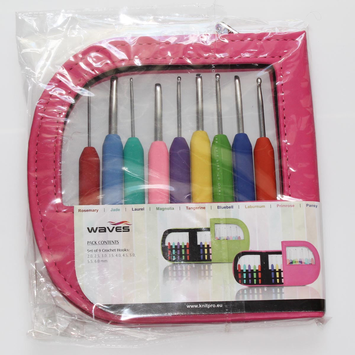 KnitPro - WAVES - Set of 9 Aluminum Crochet Hooks in "Soft-Feel' Ergonomic Handle