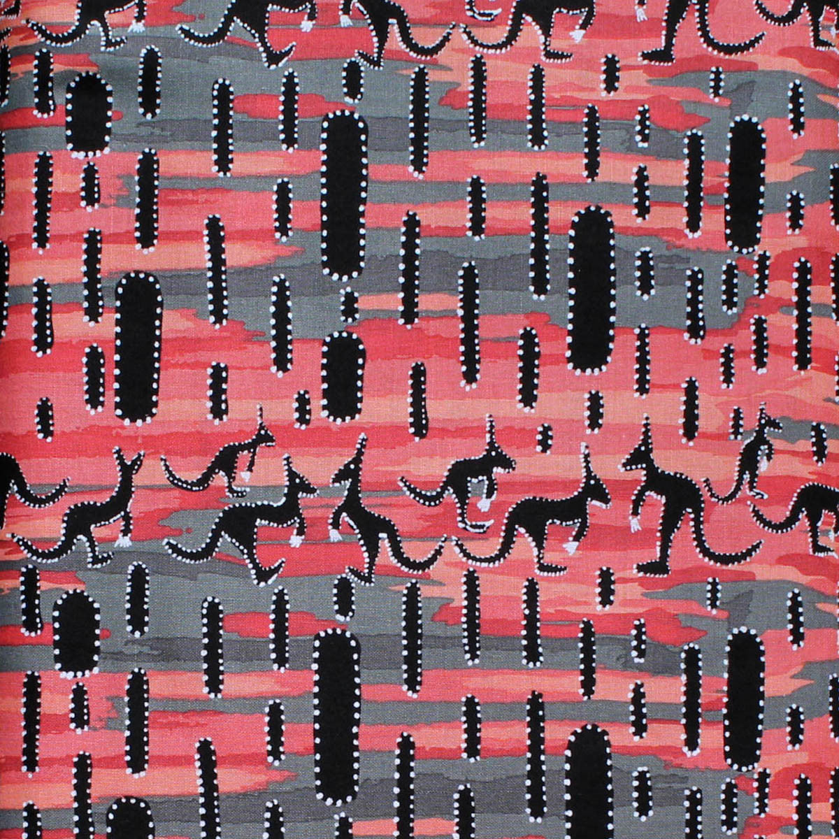 KANGAROO IN THE DESERT RAIN RED by Aboriginal Artist ANGELO BURGOYNE (Judda)