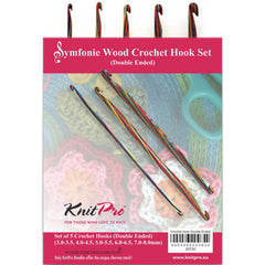 KnitPro 20730 SYMFONIE WOOD CROCHET HOOK SET of 5 (Double Ended)