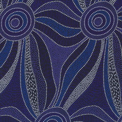 LADIES DANCING WITH WATER PAINTS BLUE by Aboriginal Artist Roseanne Morton