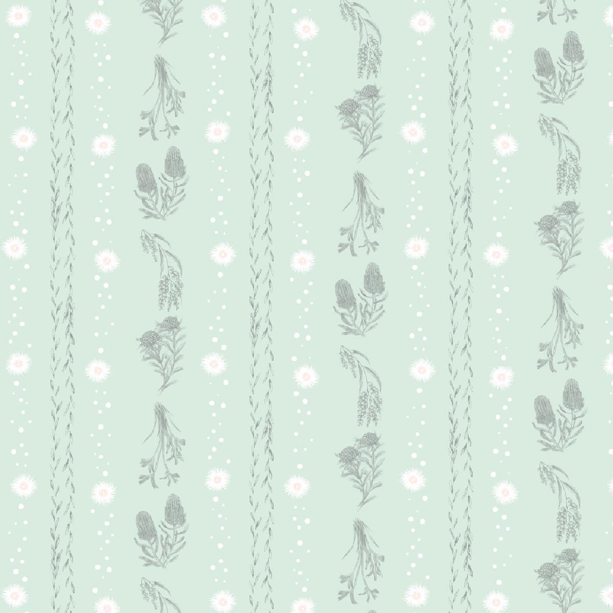 D/LAF Little Aussie Friends - Australian Flora Stripes - Mint