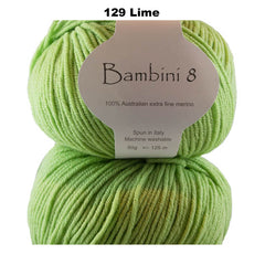 BAMBINI 8 - 8ply/DK/Lt Worsted 100% Australian Merino 50g/115m CHOOSE COLOUR