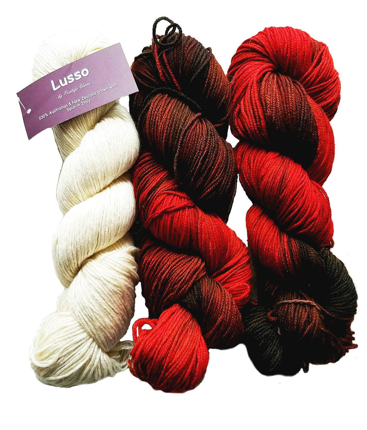 LUSSO Undyed/Natural 6ply/DK/Sport/Lt Worsted100g Skein 70% Merino, 20% Silk, 10% Cashmere