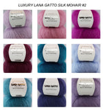 LANA GATTO - SILK MOHAIR -  75% Kid Mohair + 25% Silk - 2ply/Fingering - Ball 25g 212m/231yds  CHOOSE COLOUR