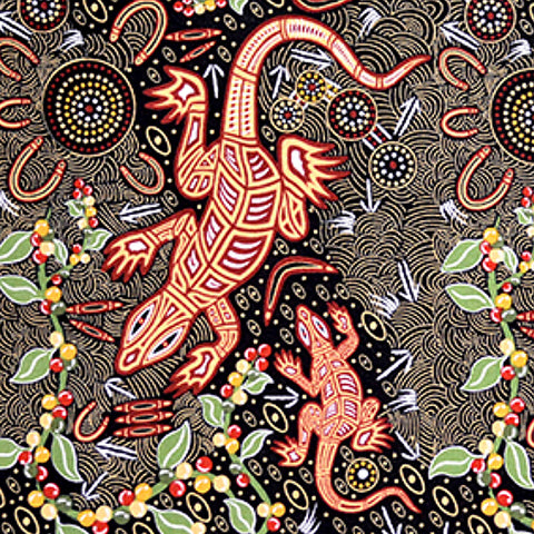 MAN & GOANNA BLACK by Aboriginal Artist GARY REID