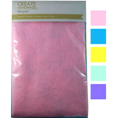 FELT PACK - 5 Sheets 20cm x 30cm by Create Handmade