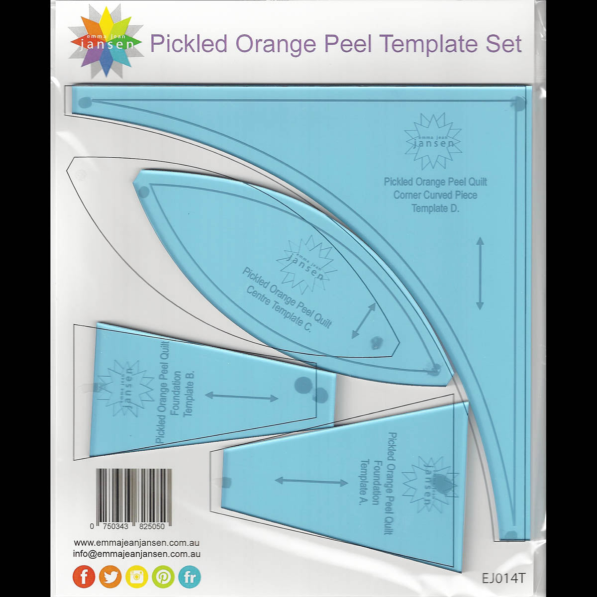 PICKLED ORANGE PEEL & TEMPLATE SET - Quilt Pattern - by Australian Designer Emma Jean Jansen