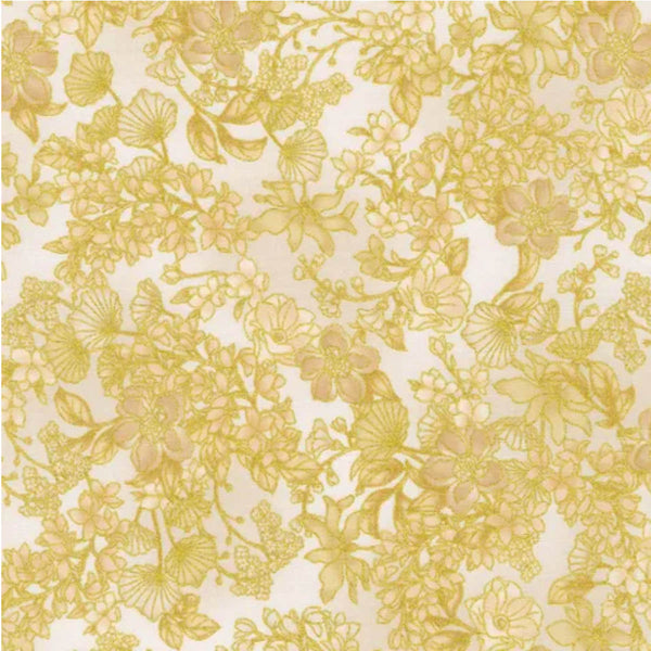RK/ AURELIA - Floral Ecru - Metallic Gold Detail