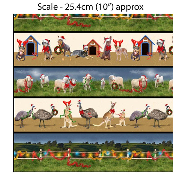 KK/ The Night Before Christmas - SANTAS HELPERS STRIPE - Australian Rural Themed
