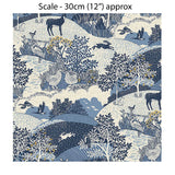 HEDGEROW SCENIC BLUE - 100% Cotton - by Makower UK