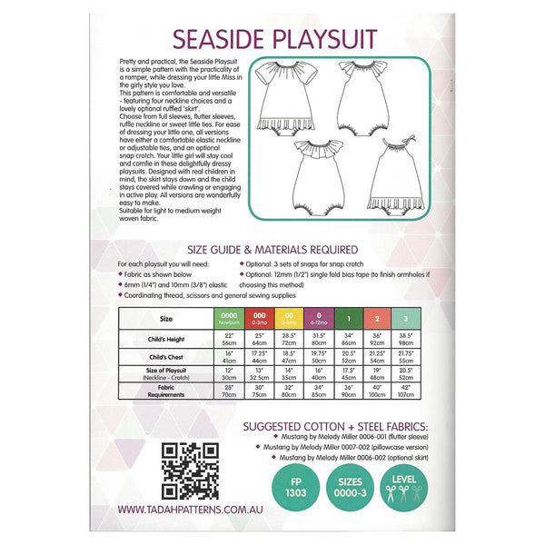 TADAH - SEASIDE PLAYSUIT- Sizes 0000 (newborn) - 3yrs