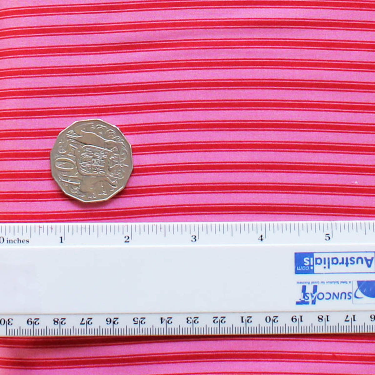 EB/FC TICKING STRIPE RED & PINK - Flower Child Collection by Rosalie Quinlan